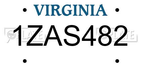 1ZAS482 Virginia License Plate