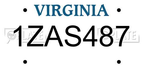 1ZAS487 Virginia License Plate