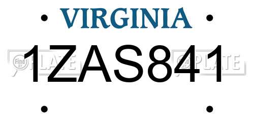 1ZAS841 Virginia License Plate