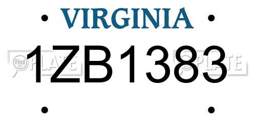 1ZB1383 Virginia License Plate