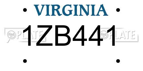1ZB441 Virginia License Plate