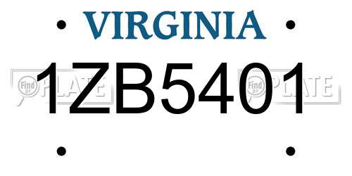 1ZB5401 Virginia License Plate