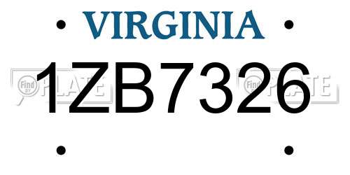 1ZB7326 Virginia License Plate