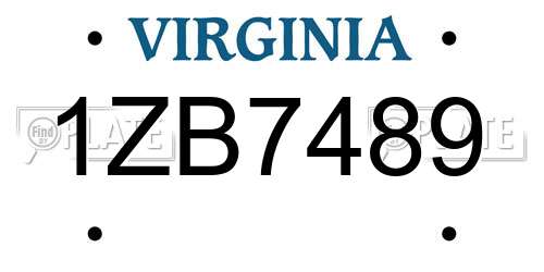 1ZB7489 Virginia License Plate