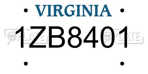 1ZB8401 Virginia License Plate