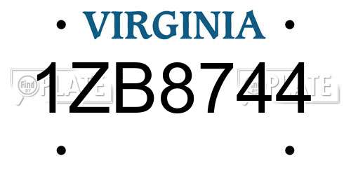 1ZB8744 Virginia License Plate