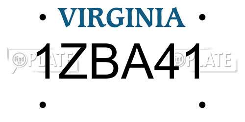 1ZBA41 Virginia License Plate