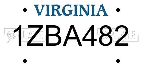 1ZBA482 Virginia License Plate