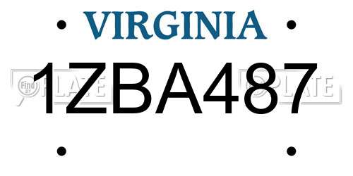 1ZBA487 Virginia License Plate