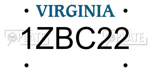 1ZBC22 Virginia License Plate