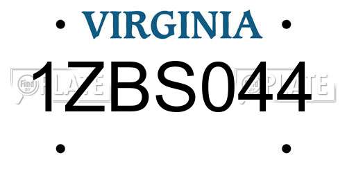 1ZBS044 Virginia License Plate