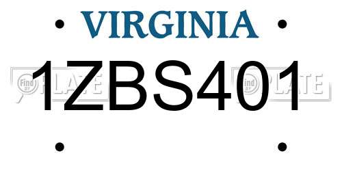 1ZBS401 Virginia License Plate