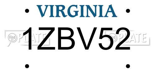 1ZBV52 Virginia License Plate