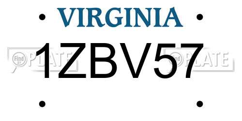 1ZBV57 Virginia License Plate