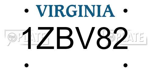 1ZBV82 Virginia License Plate