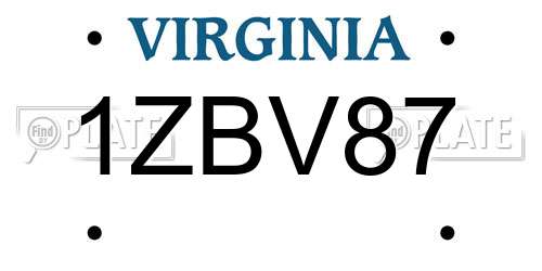 1ZBV87 Virginia License Plate