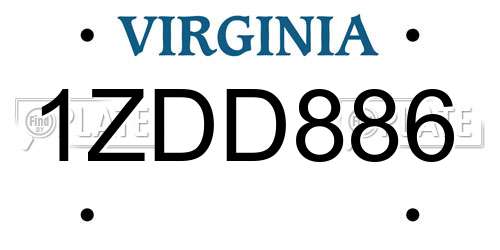 1ZDD886 Virginia License Plate