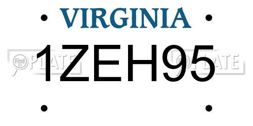 1ZEH95 Virginia License Plate