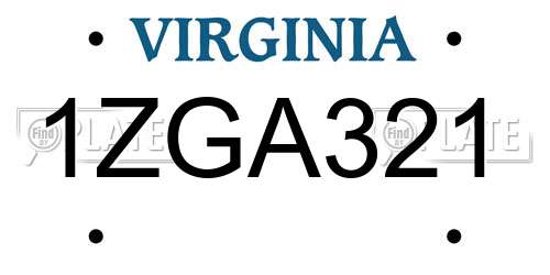1ZGA321 Virginia License Plate