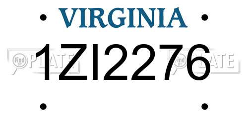 1ZI2276 Virginia License Plate