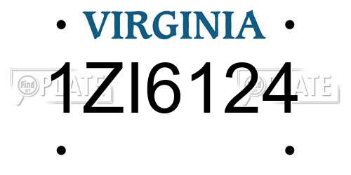 1ZI6124 Virginia License Plate