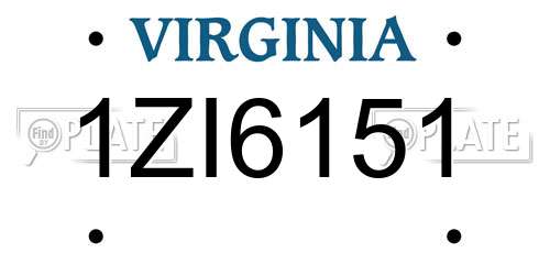 1ZI6151 Virginia License Plate