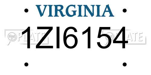 1ZI6154 Virginia License Plate