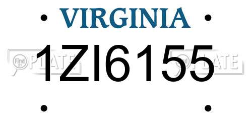 1ZI6155 Virginia License Plate
