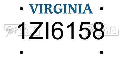 1ZI6158 Virginia License Plate