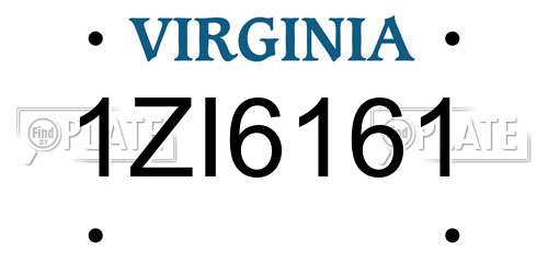 1ZI6161 Virginia License Plate