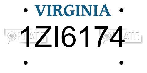 1ZI6174 Virginia License Plate