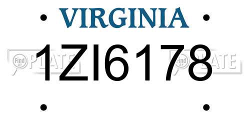 1ZI6178 Virginia License Plate