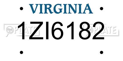 1ZI6182 Virginia License Plate
