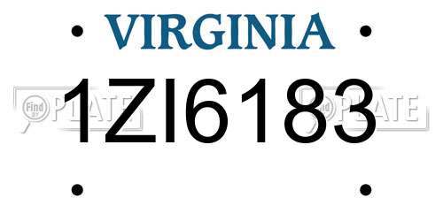 1ZI6183 Virginia License Plate