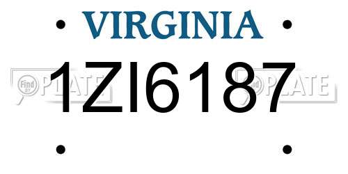 1ZI6187 Virginia License Plate