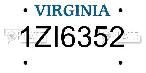 1ZI6352 Virginia License Plate