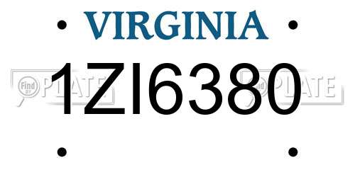 1ZI6380 Virginia License Plate