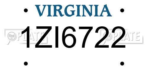 1ZI6722 Virginia License Plate