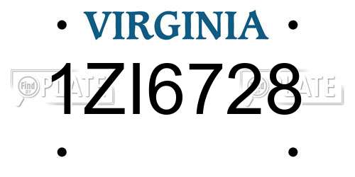 1ZI6728 Virginia License Plate