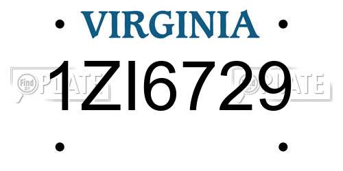 1ZI6729 Virginia License Plate