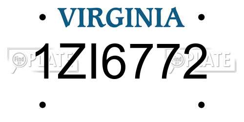 1ZI6772 Virginia License Plate