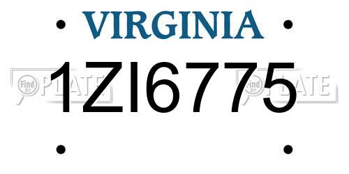 1ZI6775 Virginia License Plate
