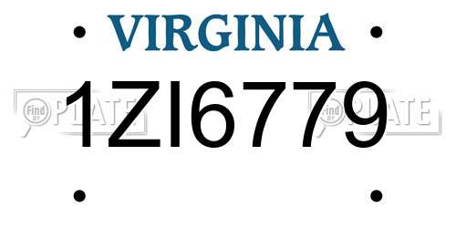 1ZI6779 Virginia License Plate