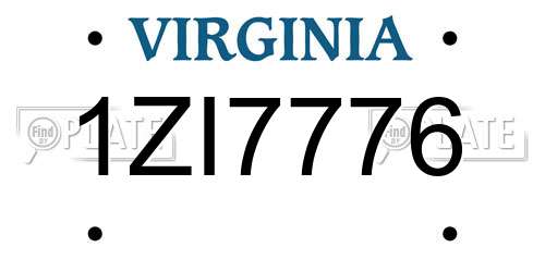 1ZI7776 Virginia License Plate