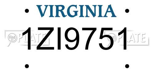 1ZI9751 Virginia License Plate