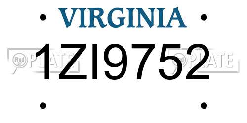 1ZI9752 Virginia License Plate