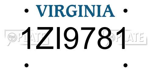 1ZI9781 Virginia License Plate