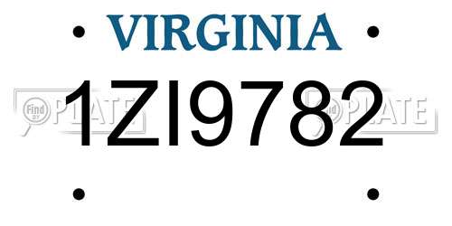 1ZI9782 Virginia License Plate