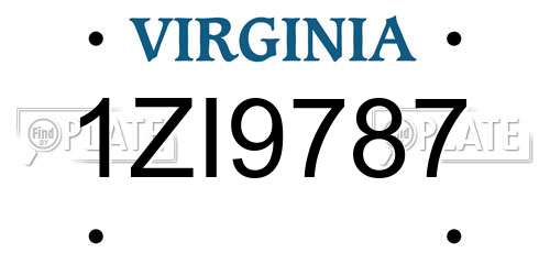 1ZI9787 Virginia License Plate