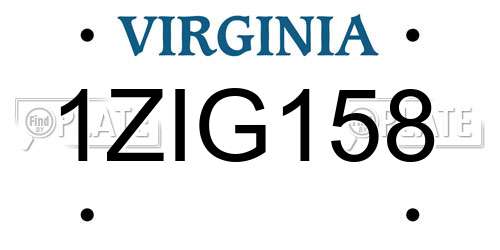 1ZIG158 Virginia License Plate